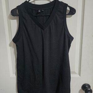 Black Sleeveless V-Neck Top